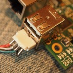 USB jack, trimmed and squished